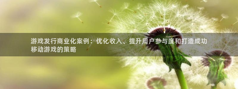 顺盈娱乐官网首页网址查询：游戏发行商业化案例：优化收入、提升用户参与度和打造成功
移动游戏的策略